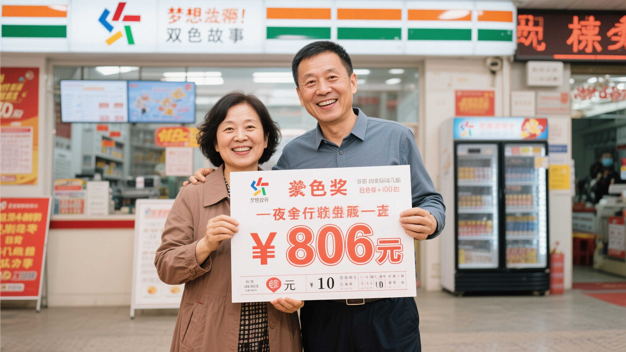 彩民喜中双色球806万 夫妻同往兑奖 每期自选+机选仅投10元
